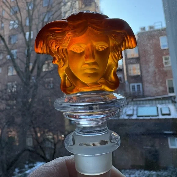 Versace x Rosenthal Medusa Crystal Bottle Stopper Amber color NEW - Picture 3 of 7